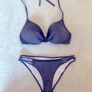 Womens Sun & Shore grey/dark purple bikini